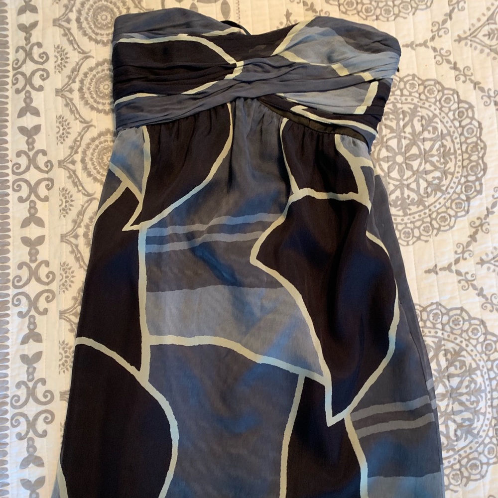 Cute blue short strapless dress